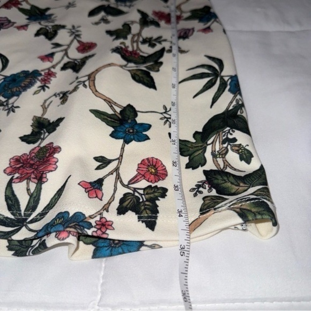 CKLASS Cream Floral Mandarin Collar Frog Button Sheath Dress 3/4 Sleeve - Picture 7 of 8